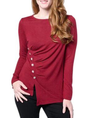 DG2 by Diane Gilman Crystal Button Detail Top Sweater - Size: Large - NIP